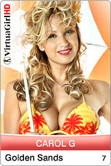 Beautiful Adult Model Carol G Does a Sexy Striptease in Golden Sands