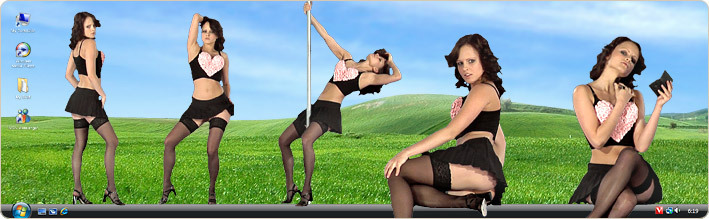 Porn Model Monica Sweet Strips in VirtualGirl's Big Heart Stripper Desktop