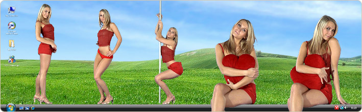 Porn Model Misa Strips in VirtualGirl's Red Vision Stripper Desktop