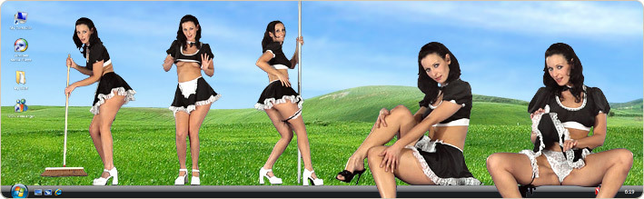 Porn Model Carla Pacini Strips in VirtualGirl's Domestic Help Stripper Desktop