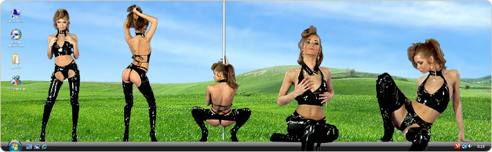 Porn Model Sandra H Strips in VirtualGirl's Dark Master Stripper Desktop