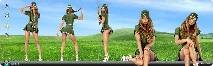 Porn Model Sandra H Strips in VirtualGirl's Hot Stewardess Stripper Desktop
