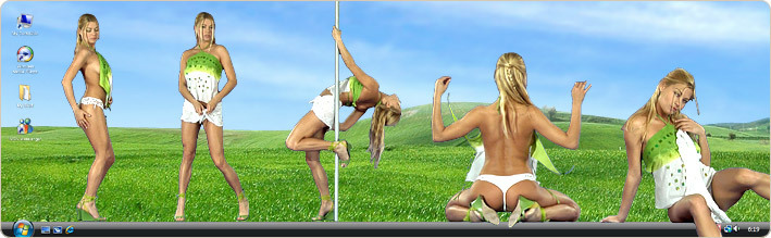Porn Model Adriana M Strips in VirtualGirl's Picnic Stripper Desktop