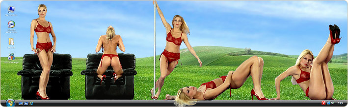 Porn Model Adriana M Strips in VirtualGirl's Red Fire Stripper Desktop