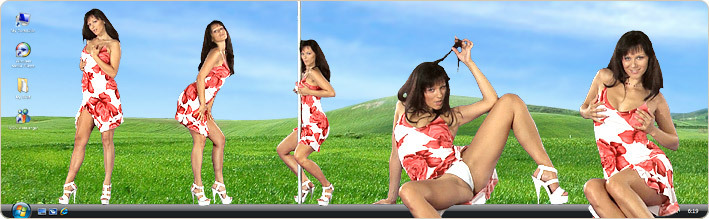 Porn Model Katty Strips in VirtualGirl's Housewife Stripper Desktop