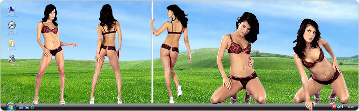 Porn Model Nella Strips in VirtualGirl's Roommate Stripper Desktop