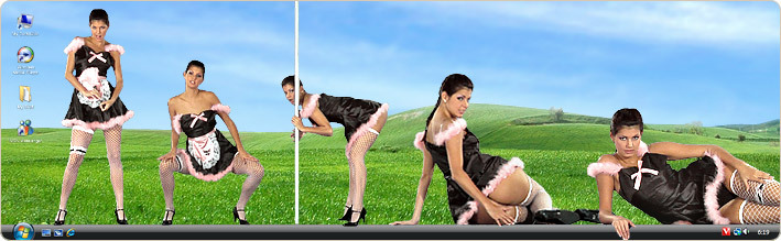 Porn Model Lucky Strips in VirtualGirl's Horny Maid Stripper Desktop