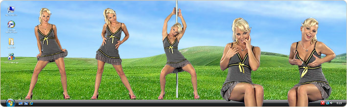 Porn Model Sharka Blue Strips in VirtualGirl's Cocooning Stripper Desktop