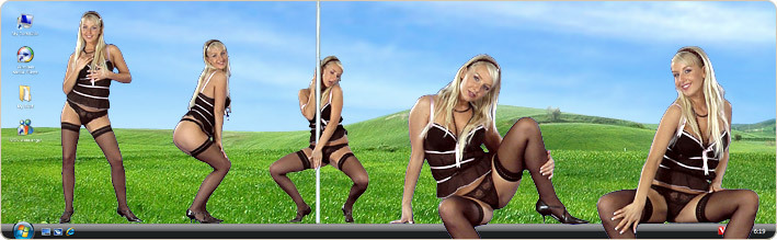 Porn Model Lucynova Strips in VirtualGirl's Bachelor Pad Stripper Desktop