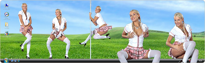 Porn Model Lucynova Strips in VirtualGirl's School Days Stripper Desktop