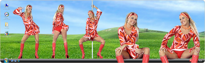 Porn Model Lucynova Strips in VirtualGirl's Hippies Forever Stripper Desktop