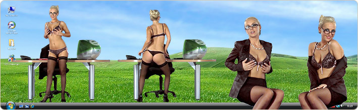 Porn Model Lucynova Strips in VirtualGirl's Young Secretary Stripper Desktop