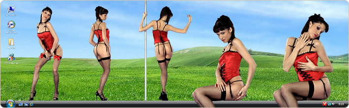 Porn Model Miss Roxx Strips in VirtualGirl's Cherry Delight Stripper Desktop
