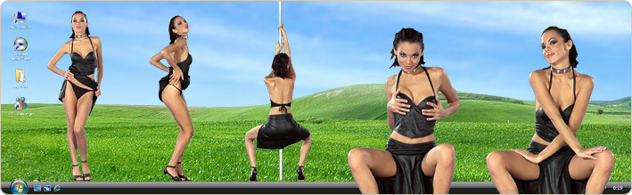 Porn Model Dorothy Bank Strips in VirtualGirl's Hot Leather Stripper Desktop