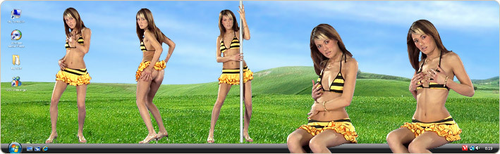 Porn Model Mitsouko Strips in VirtualGirl's Giant Bee Stripper Desktop