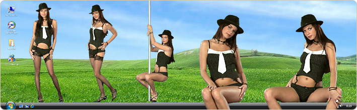 Porn Model Mina Strips in VirtualGirl's Gangster Movie Stripper Desktop