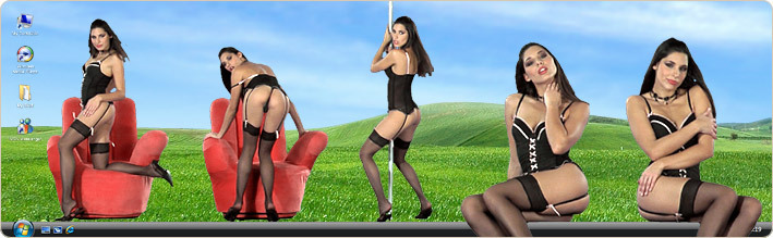 Porn Model Zafira Strips in VirtualGirl's High Society Stripper Desktop