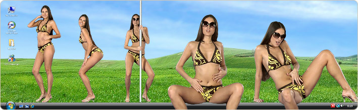 Porn Model Deny Strips in VirtualGirl's Hawaii Flower Stripper Desktop