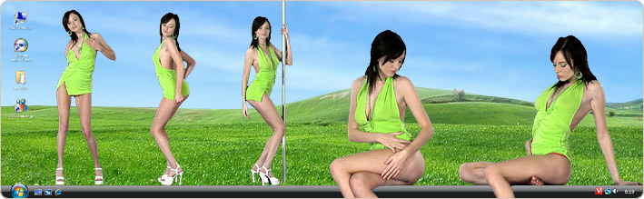 Porn Model Jenna Sweet Strips in VirtualGirl's Granny Smith Stripper Desktop