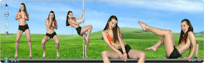 Porn Model Giselle Strips in VirtualGirl's Peace & Love Stripper Desktop