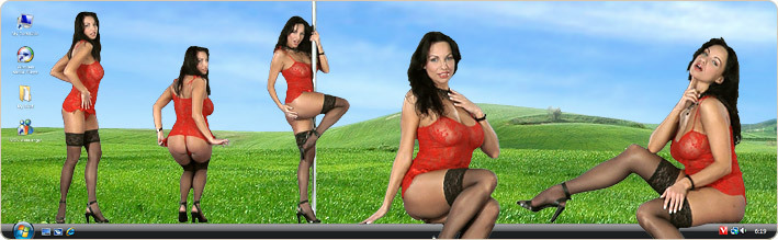 Porn Model Marta Strips in VirtualGirl's Cherry Bomb Stripper Desktop