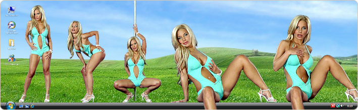Porn Model Sendy Silver Strips in VirtualGirl's Emerald Sea Stripper Desktop