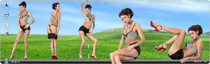 Porn Model Marie Strips in VirtualGirl's Seaside Day Stripper Desktop
