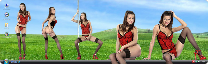Porn Model Eufrat Strips in VirtualGirl's Red Splendor Stripper Desktop