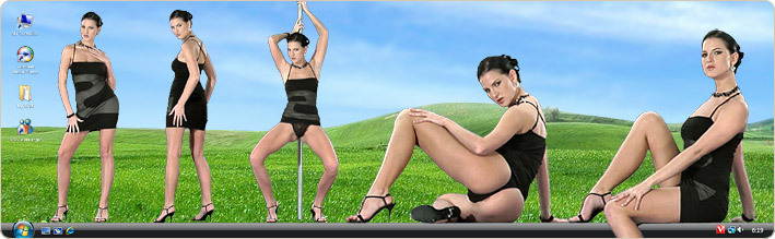 Porn Model Walleria Strips in VirtualGirl's Black Mamba Stripper Desktop