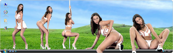Porn Model Morgane Strips in VirtualGirl's White Sun Stripper Desktop
