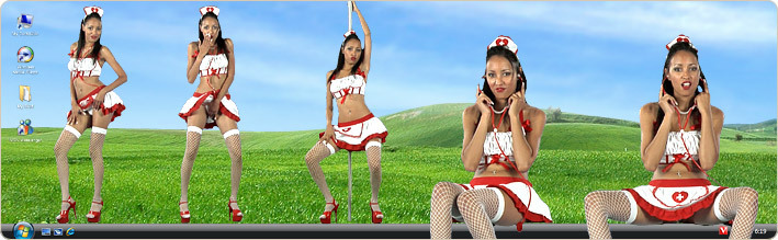 Porn Model Chems Strips in VirtualGirl's Head Nurse Stripper Desktop