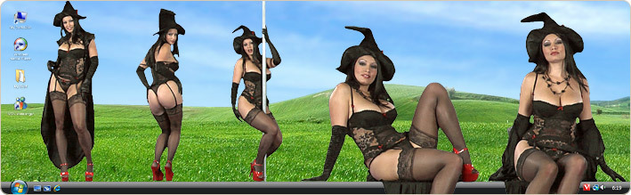 Porn Model Aria Giovanni Strips in VirtualGirl's Halloween Stripper Desktop