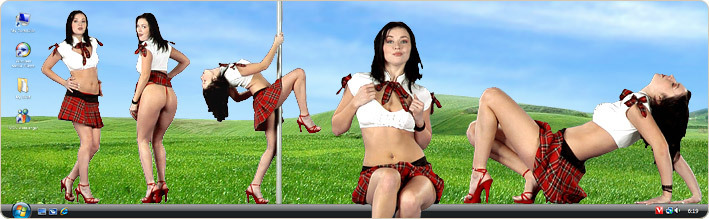 Porn Model Trisha Strips in VirtualGirl's Unruly Girl Stripper Desktop