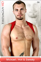 Handsome Male Model Mickael Does a Hot Striptease in Hot & Sweaty